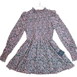 Lulu's Green/Pink Long Sleeve Skater Dress (size L)